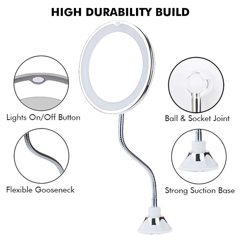 Compact 10x Magnifying LED Beauty Mirror