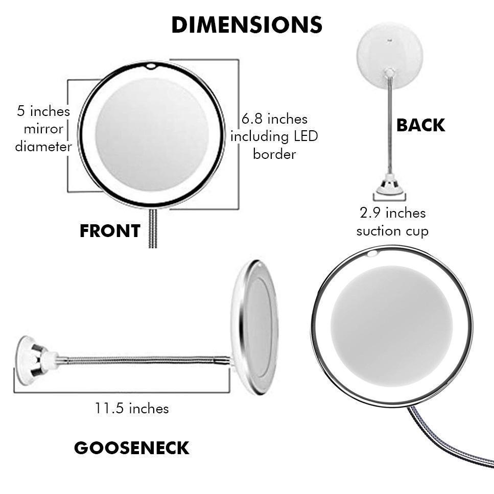 Compact 10x Magnifying LED Beauty Mirror