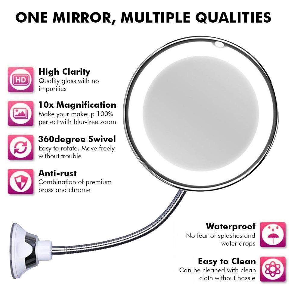 Compact 10x Magnifying LED Beauty Mirror