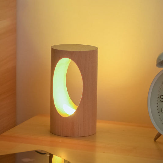 Natural Wood LED Bedside Table Lamp - Marketvora