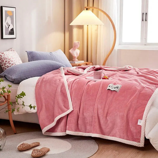 Soft Pink Plush Throw Blanket - Marketvora