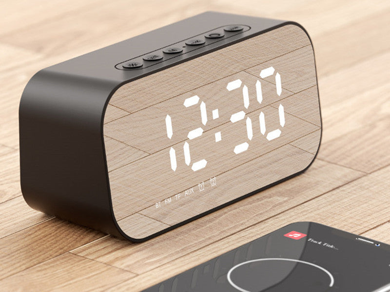 Compact Bluetooth Speaker with Subwoofer and Clock - Marketvora