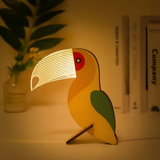 Natural Wood Animal Desk Lamp - Marketvora