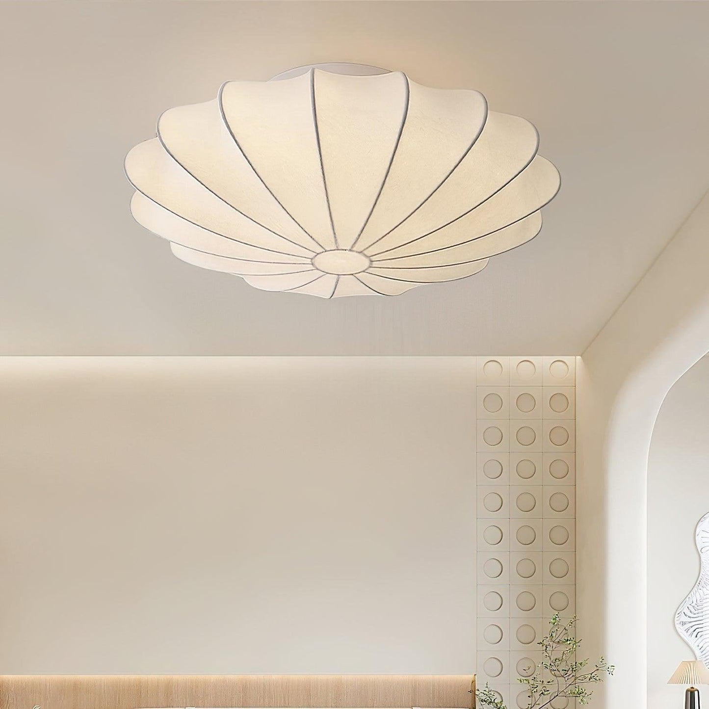 Beautiful Fabric Shell Ceiling Light Fixture