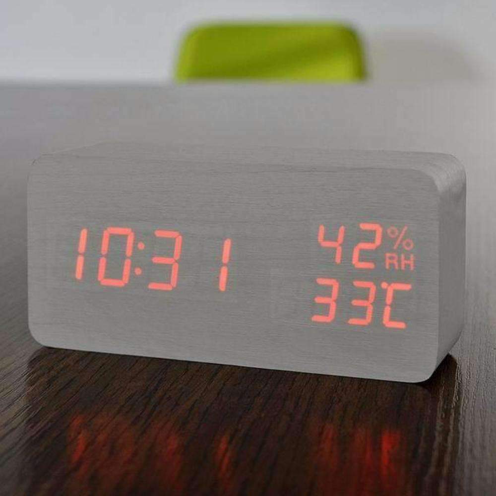 Rustic LED Wood Alarm Clock