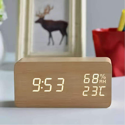 Rustic LED Wood Alarm Clock