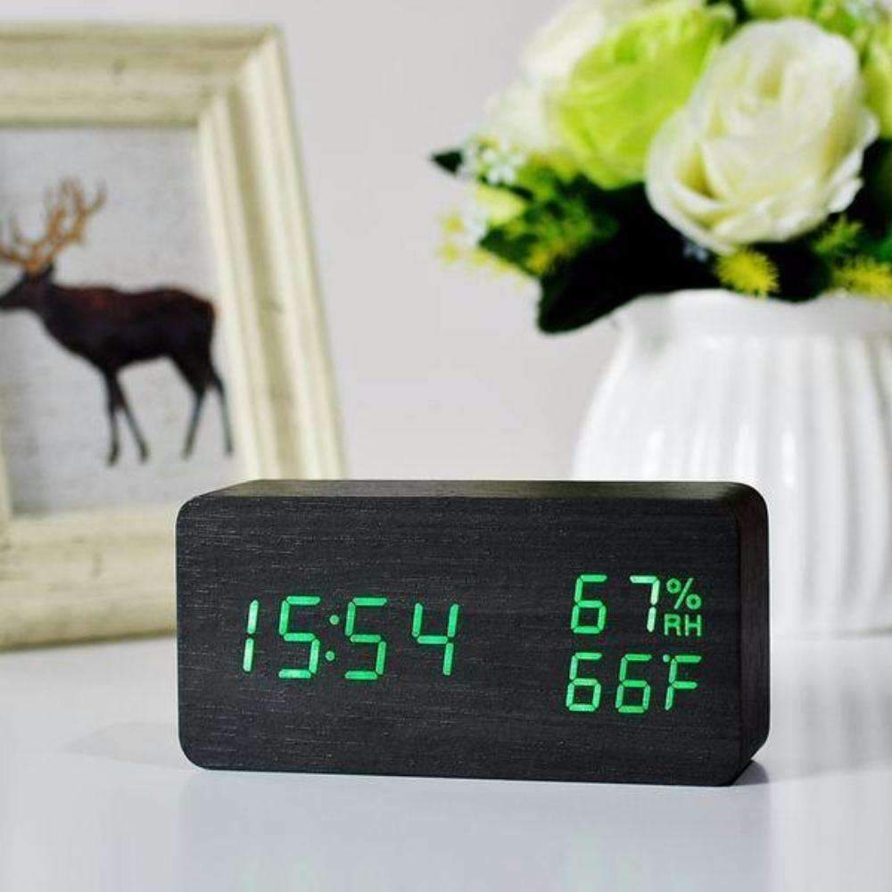 Rustic LED Wood Alarm Clock