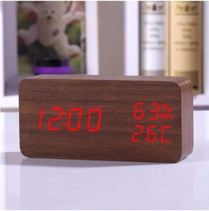 Rustic LED Wood Alarm Clock