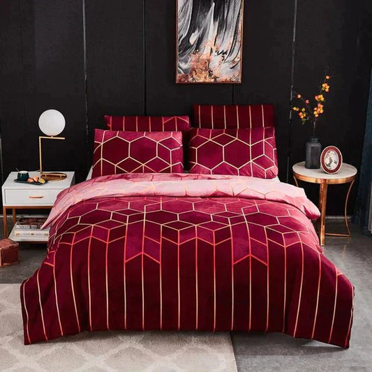 Premium Geometric Bedding Duvet Cover - Soft & Cool - Marketvora