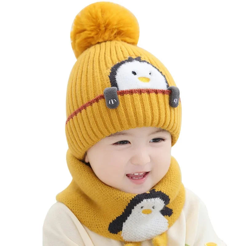 Cozy Kids Knit Hat and Scarf Set