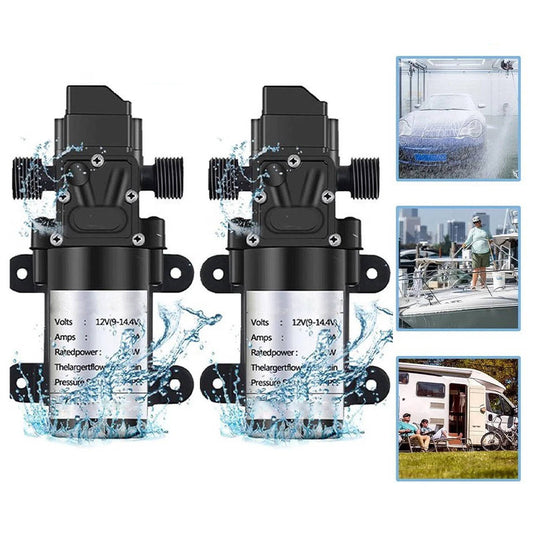2 Pack Portable 12V Marine Water Pump, 130PSI High Pressure Sprayer - Marketvora