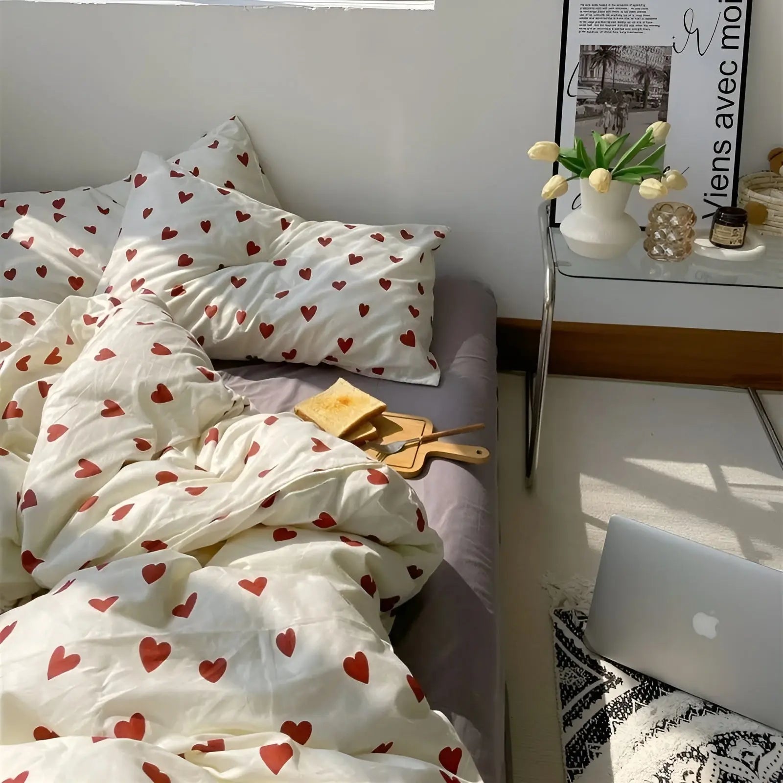 Romantic Heart Pattern Bedding Set - Marketvora