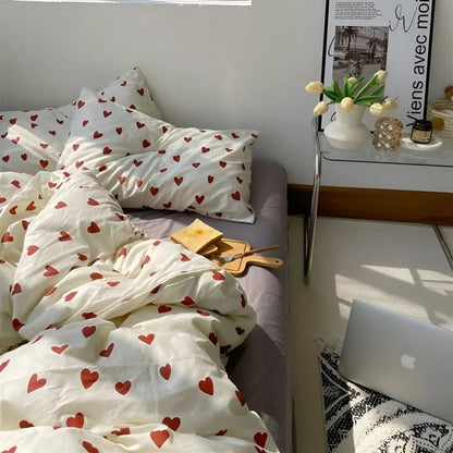 Romantic Heart Pattern Bedding Set - Marketvora