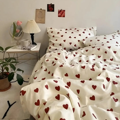 Romantic Heart Pattern Bedding Set