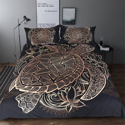 Soft Gold Reptile Print Bedding Set - Marketvora