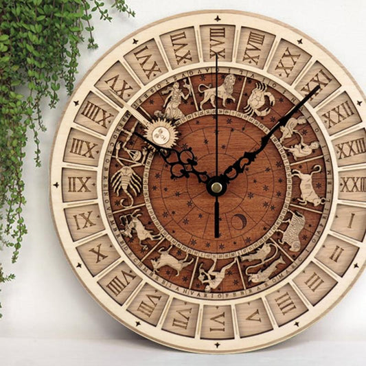 Astrology Wooden Wall Clock - Marketvora