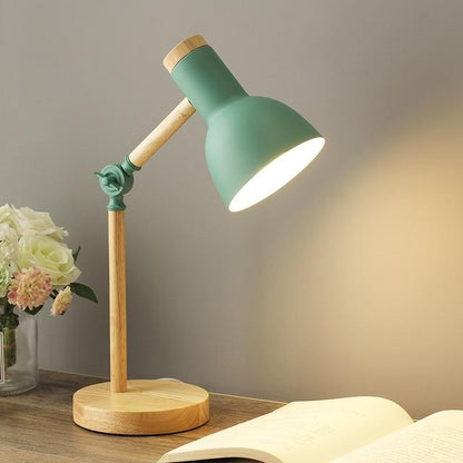Compact Wooden Desk Lamp with Adjustable Arm