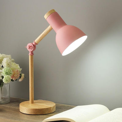 Compact Wooden Desk Lamp with Adjustable Arm