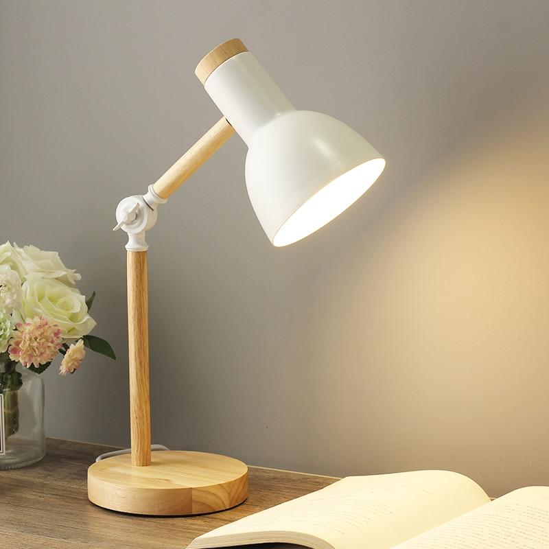Compact Wooden Desk Lamp with Adjustable Arm